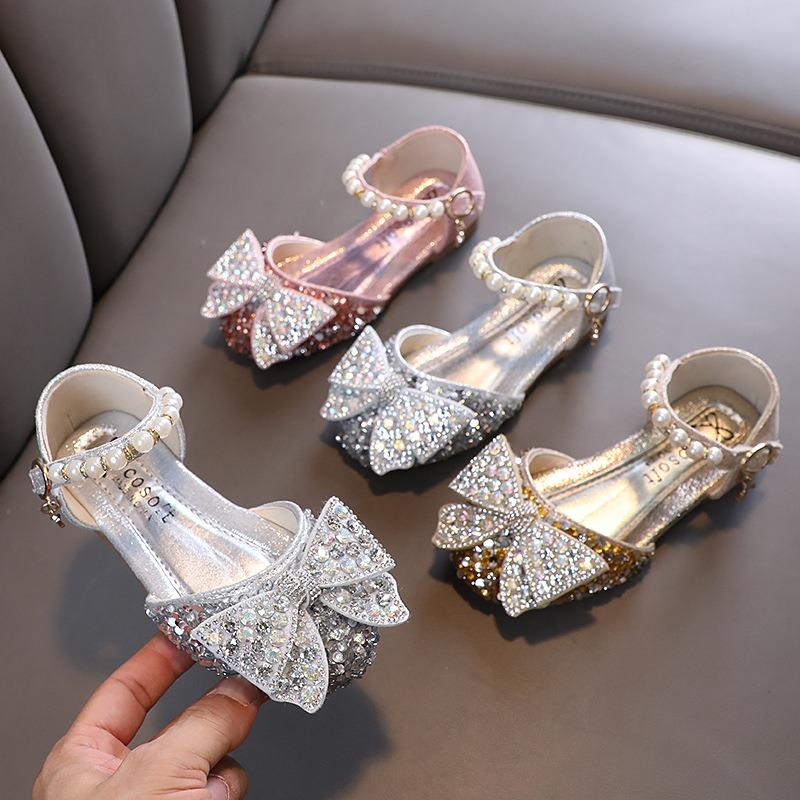 Herbst-Neustil, damenhaft, Baby-Mädchen, Mädchen, Prinzessinnen-Strass-Flats, Lederschuhe, Tanzaufführungs-Sandalen