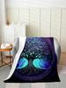 Tree of Life Flannel Fleece Throw Purple Geometry Artwork Super Soft for Bed Sofa Exotic Bohemian Style Bedroom Decor Twin X