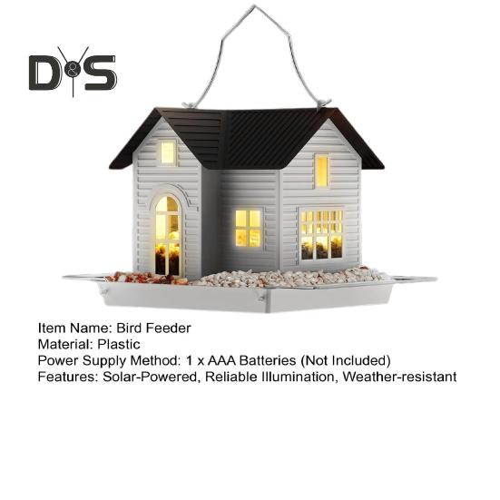 Vogelfutterstation zum Aufhängen, Vogelhäuschen aus Metall, Futterstation mit Solarleuchten, Laterne für den Außenbereich, Gartendekoration, einzigartige Geschenke für Mama, Oma, Weihnachten