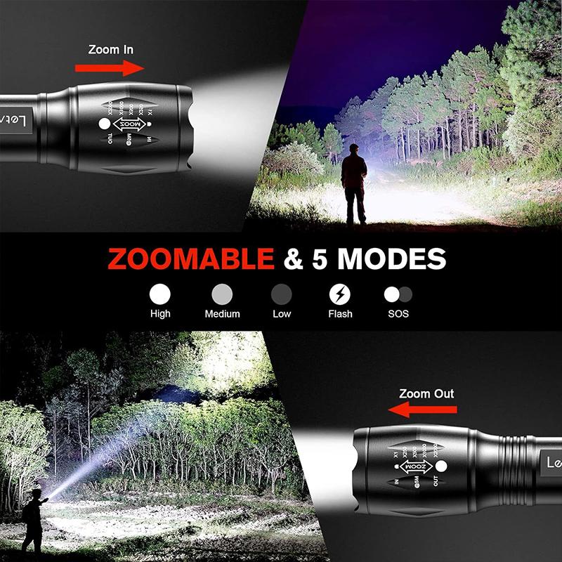 Telescopic Zoom High-Intensity Aluminum Alloy Flashlight Waterproof For Outdoor Night Running, Cycling Patrol And Searchlighting