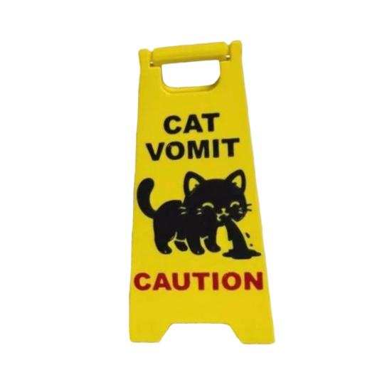 Cat Vomit Caution Sign Humorous Cat Puke Warning Sign Novelty Gag Gifts for Pet Lovers Home Desk Decor