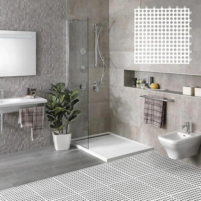 Gummi-Bodenfliesen, weiches PVC, rutschfeste Duschmatte zum Spleißen von Fliesen, Außenkissenmatte für Badezimmer, Deck, Abfluss, Pool, Terrasse, Balkon