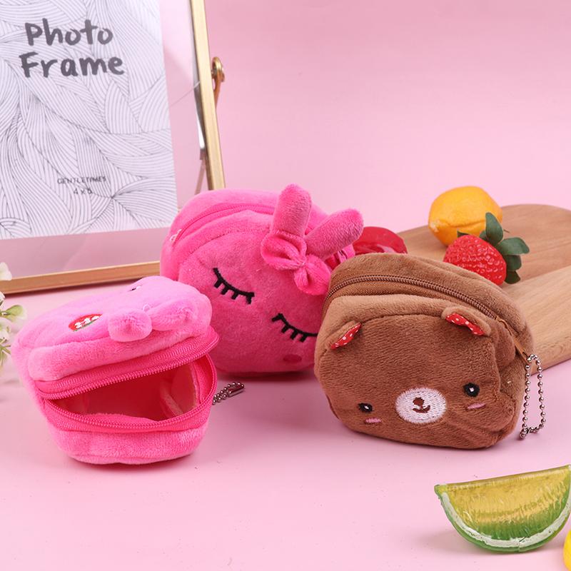 Coin Purse Cartoon Zipper Plush Three-Dimensional Coin Purse Wallet Key Holder