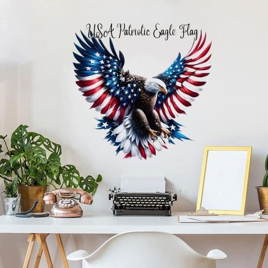 Bald Eagle Wall Sticker Reusable Electrostatic Wall Decals Waterproof Moisture-Proof Wall Sticker for Home Living Room Bedroom Decor