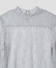 Tudument High Neck Lace Sheer Top Light Gray