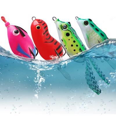 4Pcs Frog Fishing Lures Silicone Trolling Bait with Spinner Blade Lifelike Bass Bait Floating Frog Lures Kit for Pike Bass Trout