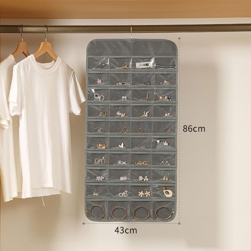 Elegant Jewelry Storage Organizers for Closet with 48 Pockets Dustproof Designs Earring Necklace Holder Organization
