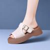 Fashion Summer New Woman's Open Toe Wedges Hollow Out Slipper Soft Sole Non Slip Breathable Home Slipper Outdoor Beach High Heel Slipper