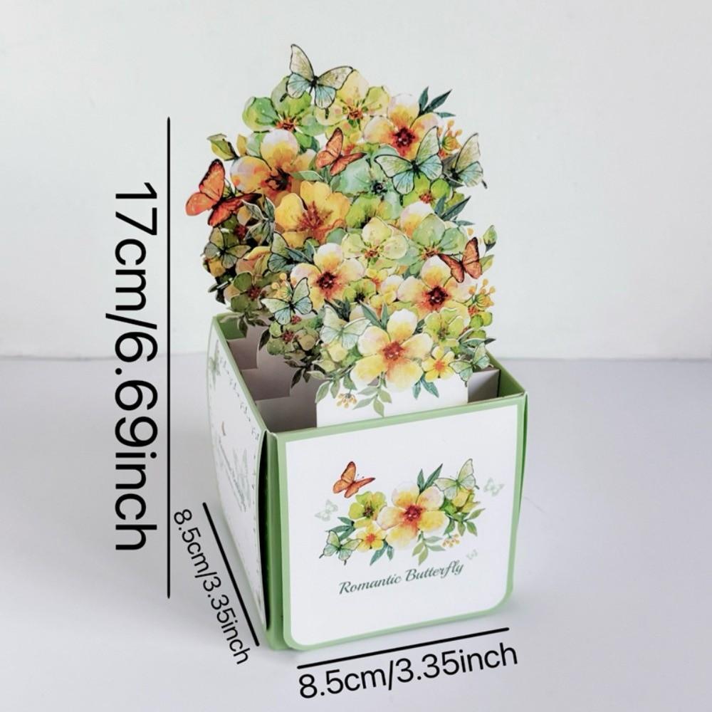 Watercolor Flowers Design 3D Pop-Up Greeting Card Premium Quality Festival Use Floral Bouquet Invitation Cards Handwritten Note жёлтый