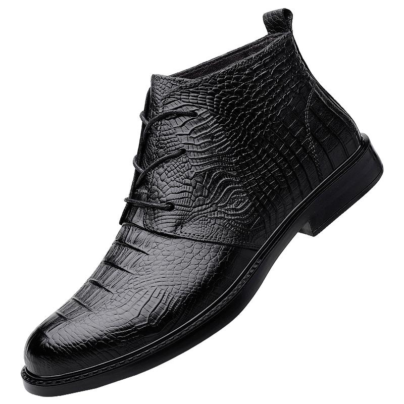 Classic Autumn and Winter Short Boots Men's Warm and Velvet Men's British Style Boots Men's Leather High-top Tooling Boots Shoes