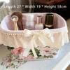 Scatola portaoggetti per decorazione domestica Lusso leggero Squisita scatola portaoggetti per orecchini, collane, anelli Scatola portagioie per la casa Scrivania Rosa Fiocco Tissue