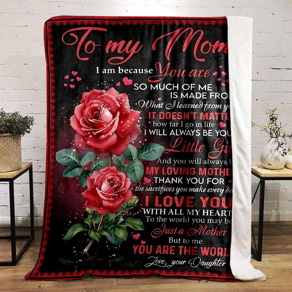 Rose Print Letter For Mom Red Rose, Warm Letter Blanket for Livingroom Couch lunch break Soft throw for Friend's festival Gift