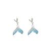 Ocean Dolphin Fishtail Pearl Earrings, Light Luxury And Exquisite Blue Small Fresh And Cute Temperament Earrings Women