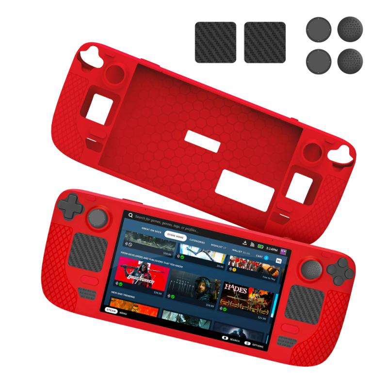 Silicone Case Kit Non-slip Protective Cover With Rocker Cap Touchpad Sticker Compatible For Steam