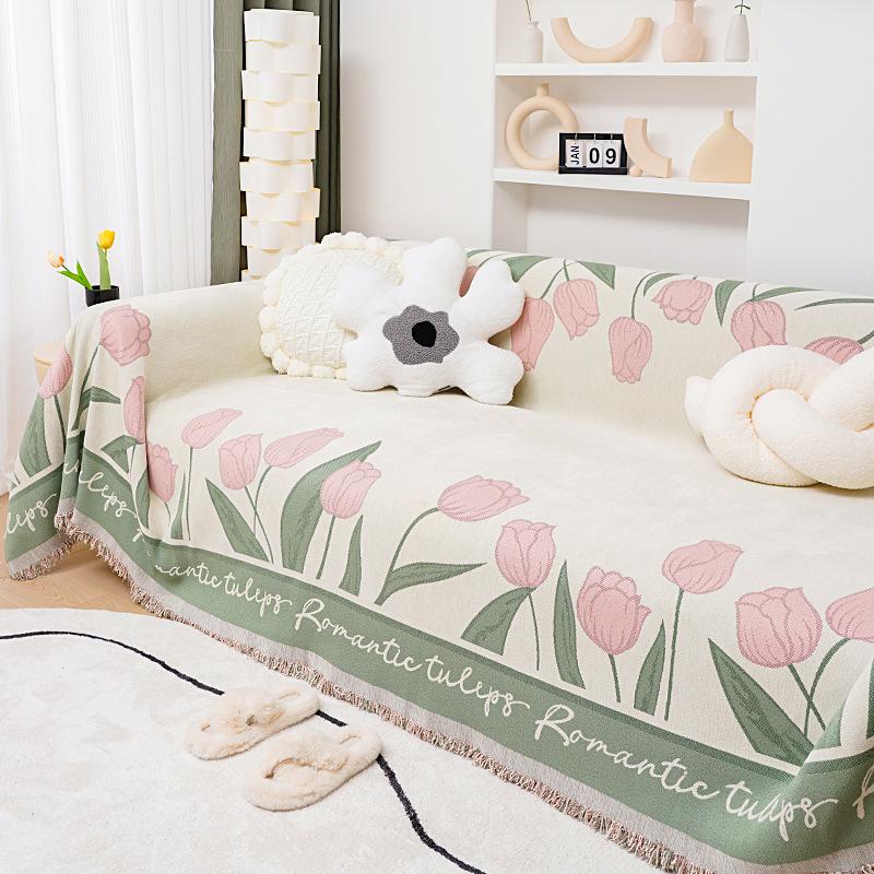 Chenille Sofa Towel Full Cover Cloth Four Seasons Universal High-End Tulip One-Piece All-Inclusive Sofa Cover Anti-Cat Scratch