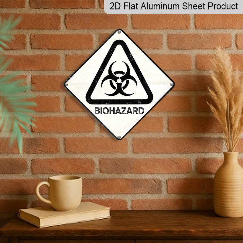 2D Flat -1pc, Featuring A Biohazard Theme, Safety Sign Gift for Research Enthusiasts, Vintage Metal Plaque, Suitable for Decorating Laboratories