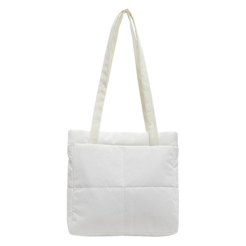 2025 new cotton bag fashion solid color simple casual commuting shoulder bag light niche car stitching handbag