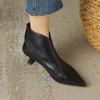 Fashion FHC New Autumn Women Ankle Boots,Fashion Soft Leather Shoes,Back Zip,Mid Heels Short Botas,Pointed Toe,Black,Brown,Dropship