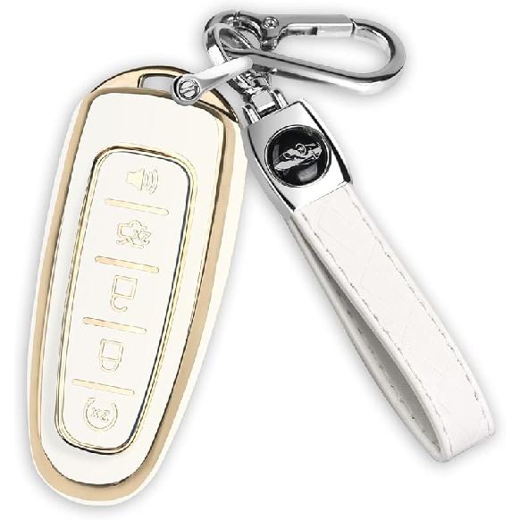 QBUC for Ford Key Fob Cover,360° TPU Car Key Case Protector with Keychain Compatible with Ford C-Max Edge Escape Expedition Explorer Flex Focus