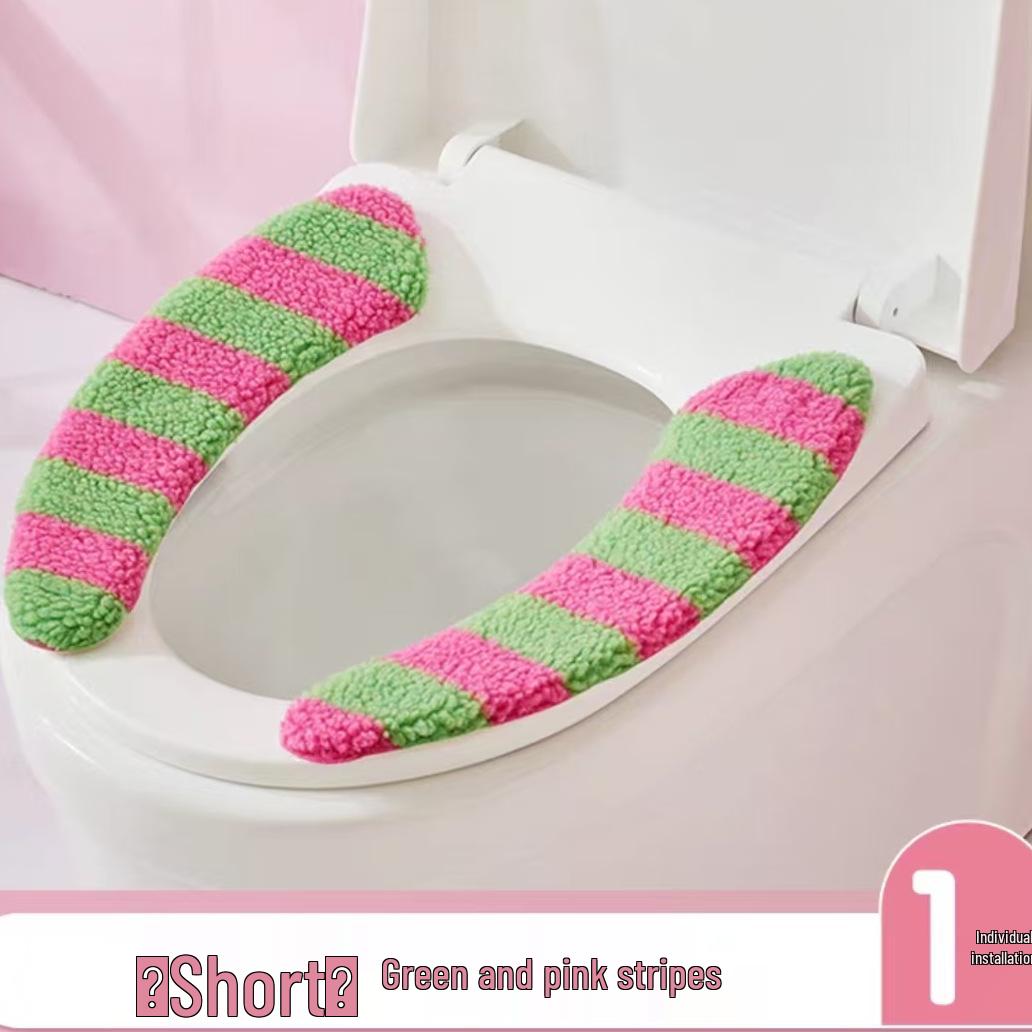 

Dopamine Stripe Winter Plush Toilet Mat & Universal Seat Cover