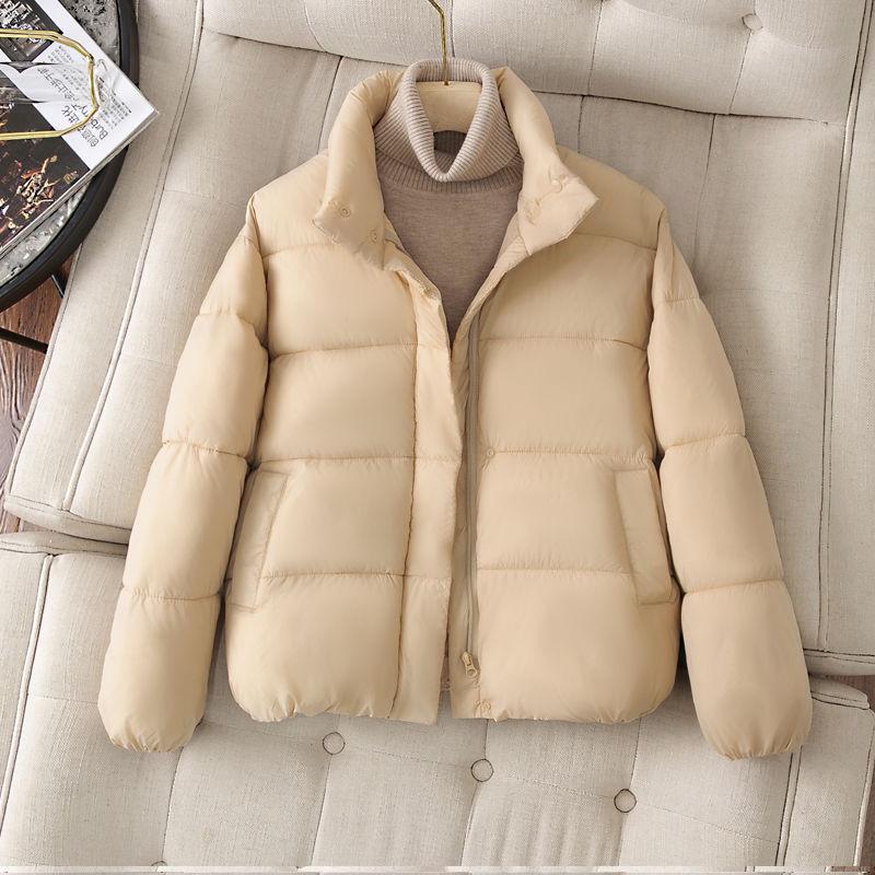 Women's Short Winter Puffer Coat - Stand Collar, Thickened, Loose Fit, Korean Style