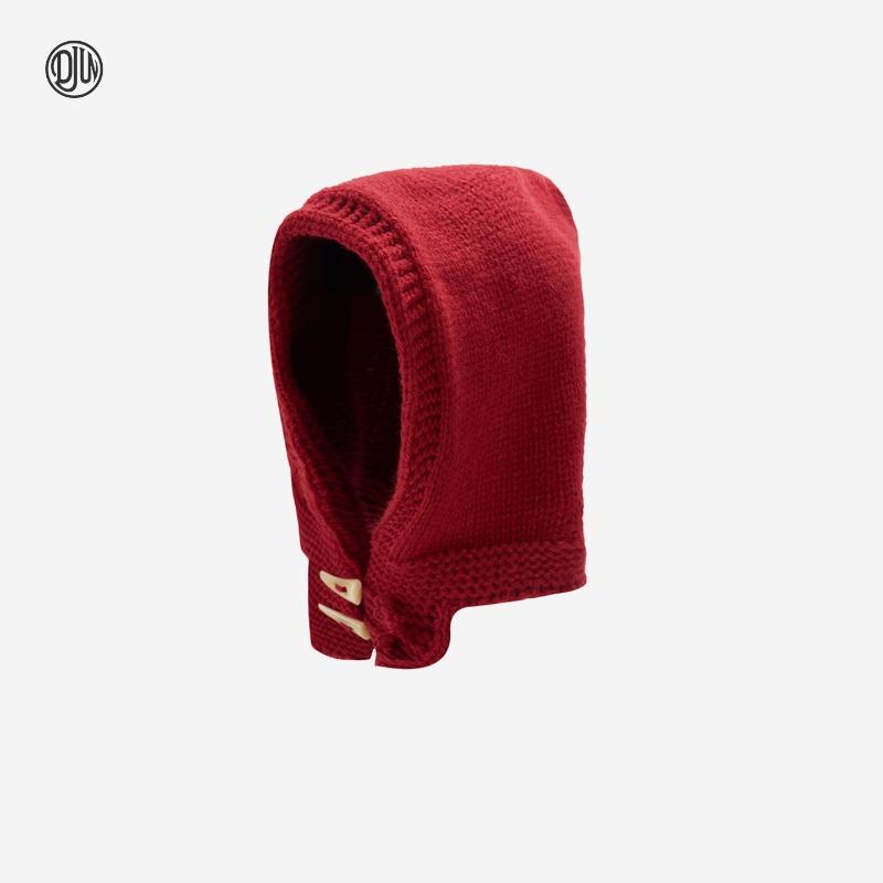 

New autumn and winter knitted ear protection hat Bala carat horn buckle knitted scarf integrated versatile windproof knitted hat Adjustable