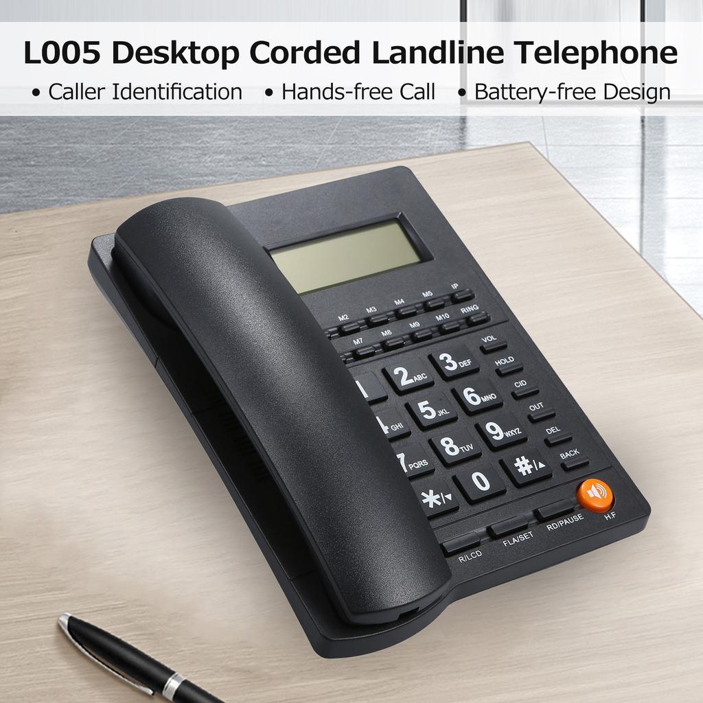 Desktop Corded Telephone Landline Telephone with Caller Identification LCD Screen Adjustable