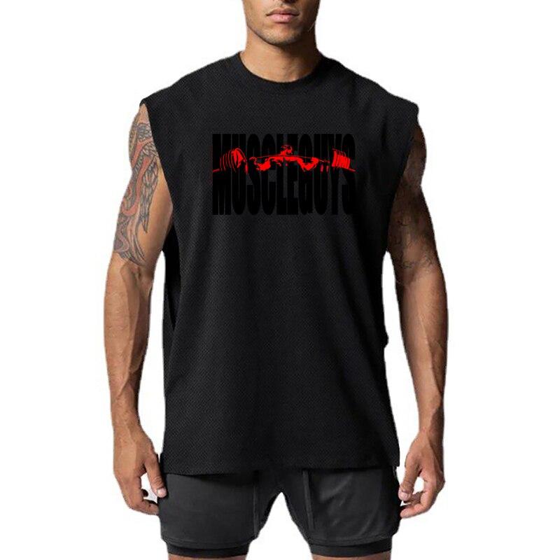 Muscleguys Herren Fitness Running Mesh Schnelltrocknendes ärmelloses T-Shirt Hochwertige atmungsaktive Tanktops
