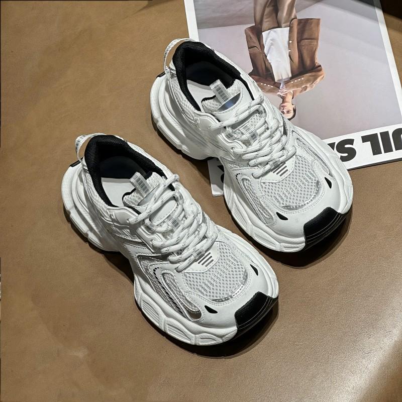 Spring Paris Daddy Shoes Women's 2025 New Thick-soled Mesh Breathable Increase Casual Silver Sneakers Tide