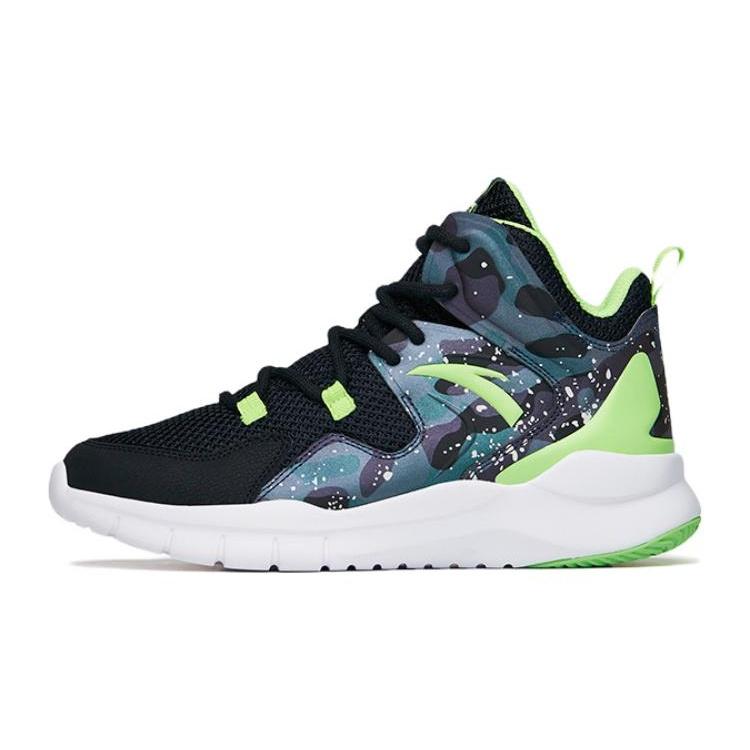 (GS) ANTA Basketball Series Sneakers High Black Neon Green Men s A312221165-3 EU 39