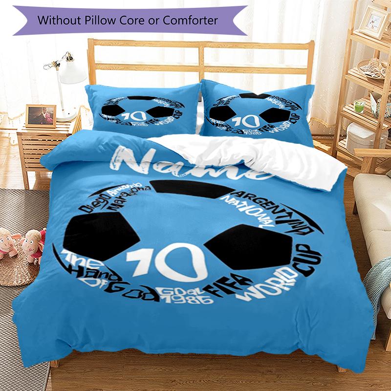 3pcs Custom Name Soccer Bedding Set Duvet Cover Closure Includes 1 Duvet Cover & 2 Pillowcases, Soft and Comfortable for All Seasons.