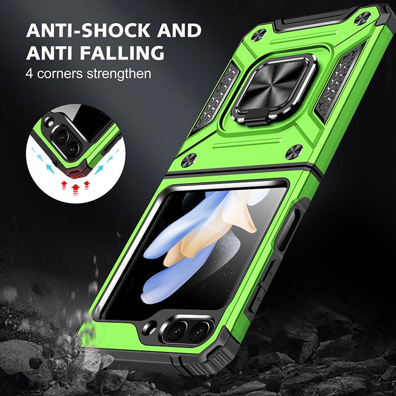 Luxury Anti-Drop Folding Armor Cover Stand Case for Samsung Galaxy Z Flip5 Flip4 5G Non-Slip Cell Phone Bag for Galaxy Z Flip 5 Protective Case