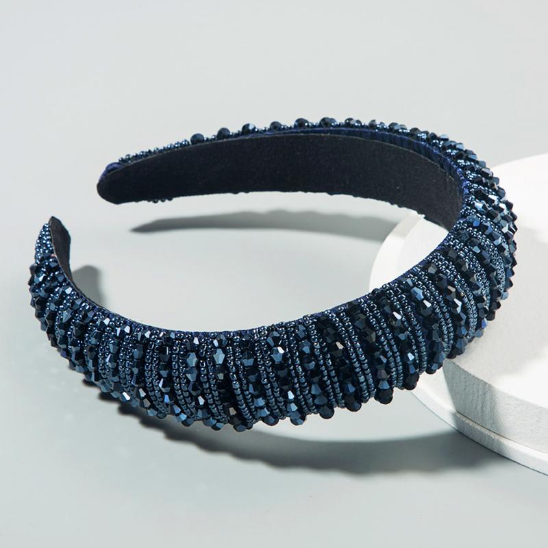 1Pc Padded Head Crown Elegance Crystal Beaded Multicolor Wide Edge Baroque Women's Hair Band Headband