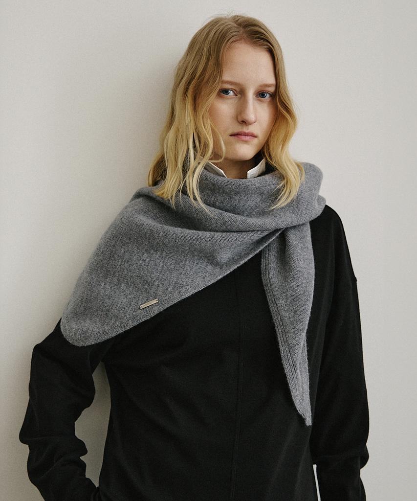 ARTID Cashmere Blend Knit Shawl Muffler_Melange Grey
