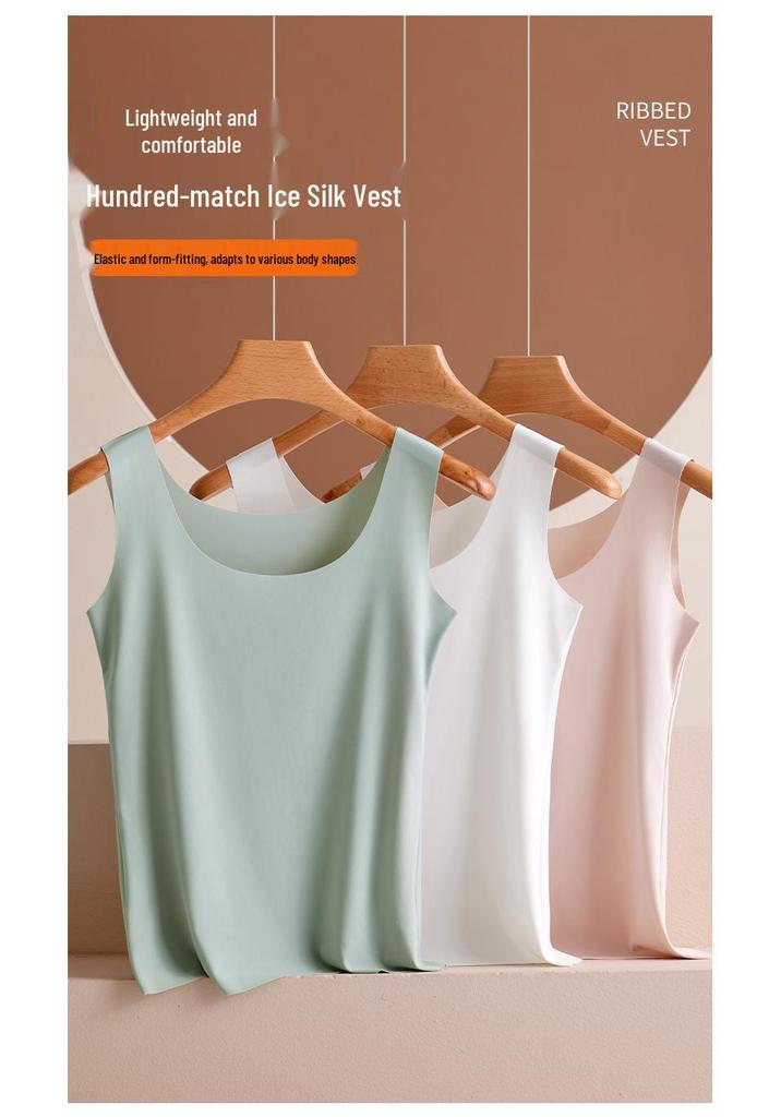 Women’s Seamless Ice Silk Strapless Camisole - Sexy, Ultra-Thin, Anti-See-Through Innerwear for Summer