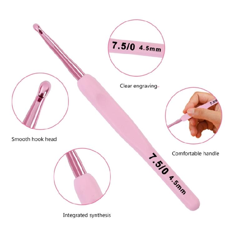 9Pcs Aluminum Crochet Hook with Soft Ergonomic Handle 2.0mm-6mm Includes Case And Knitting Accessories For Beginner