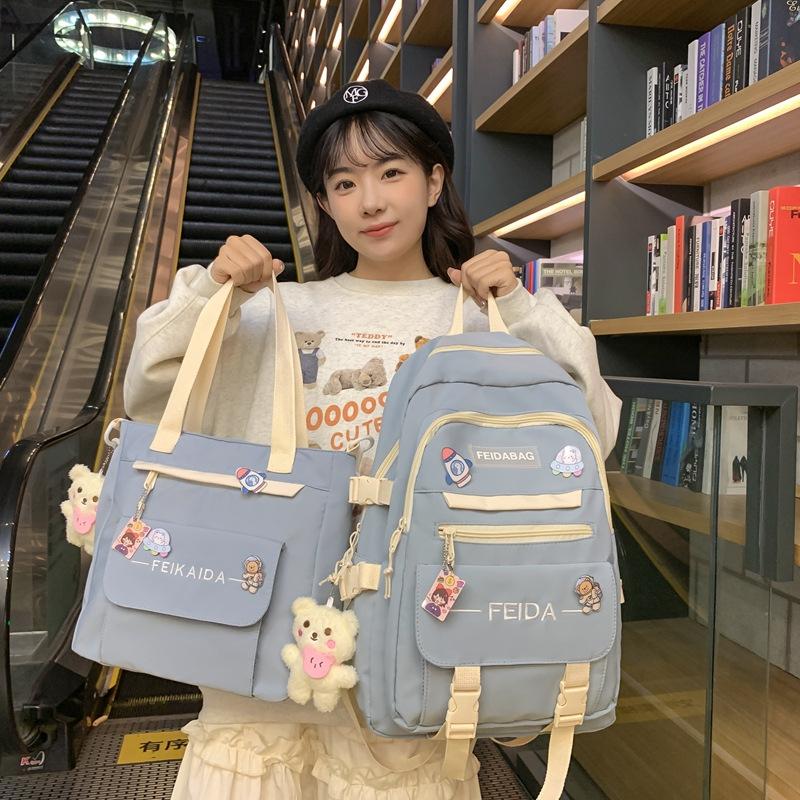 Fashion junior high school students schoolbag large capacity backpack fashion flow crossbody backpack