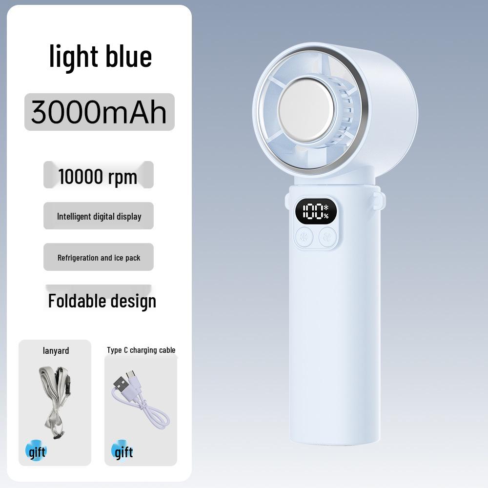 Foldable Handheld Fan with Semiconductor Refrigeration, Long Battery Life, High Speed, and Compact Design