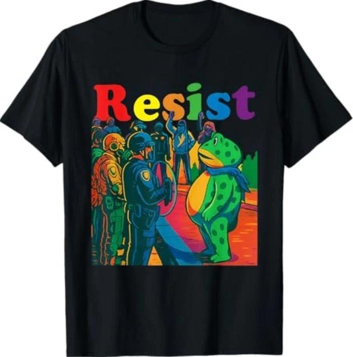 Frogs Resist Portland Frog Protest Vintage Activist Freedom T-Shirt L