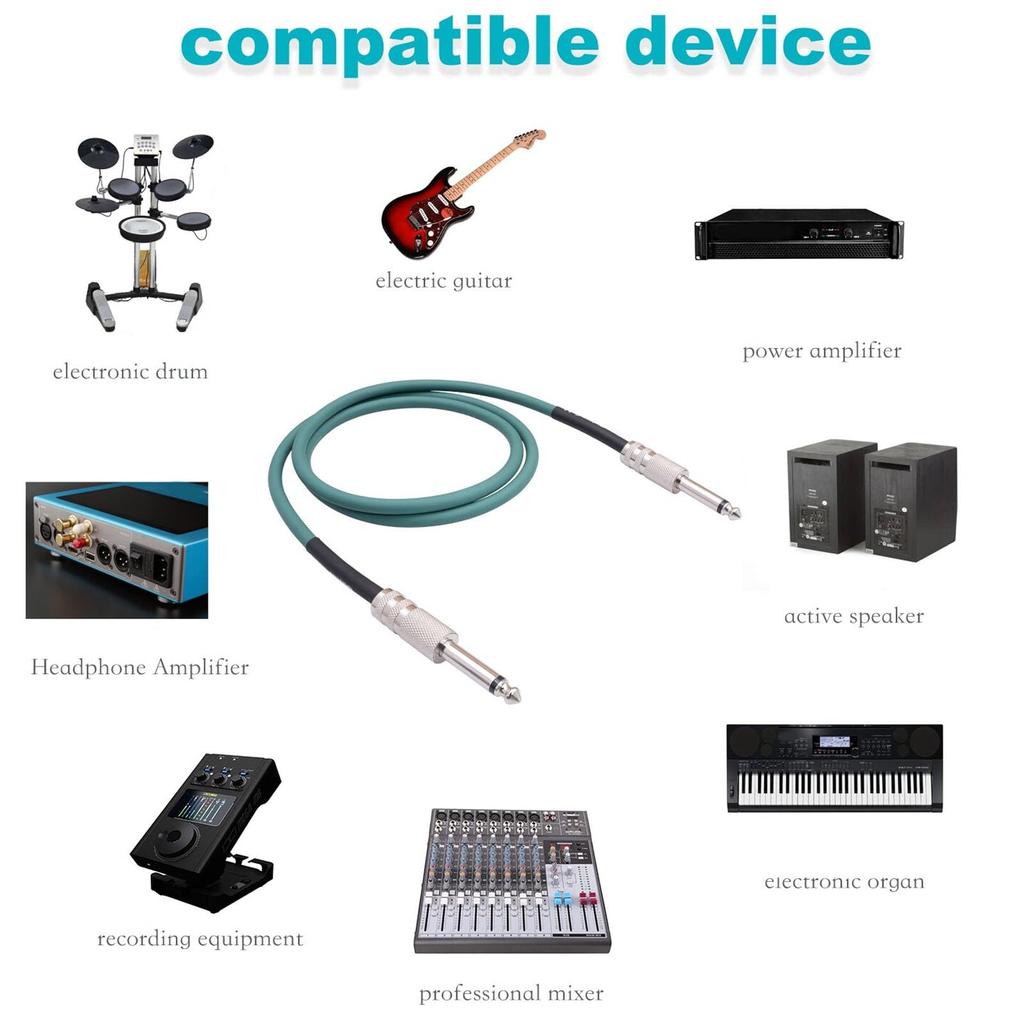 6.35mm HiFi Low-Noise Guitar Cable for Electric Guitar, Mixers, Active Speakers, Electronic Drums, and Electric Bass (10m  32.8ft)