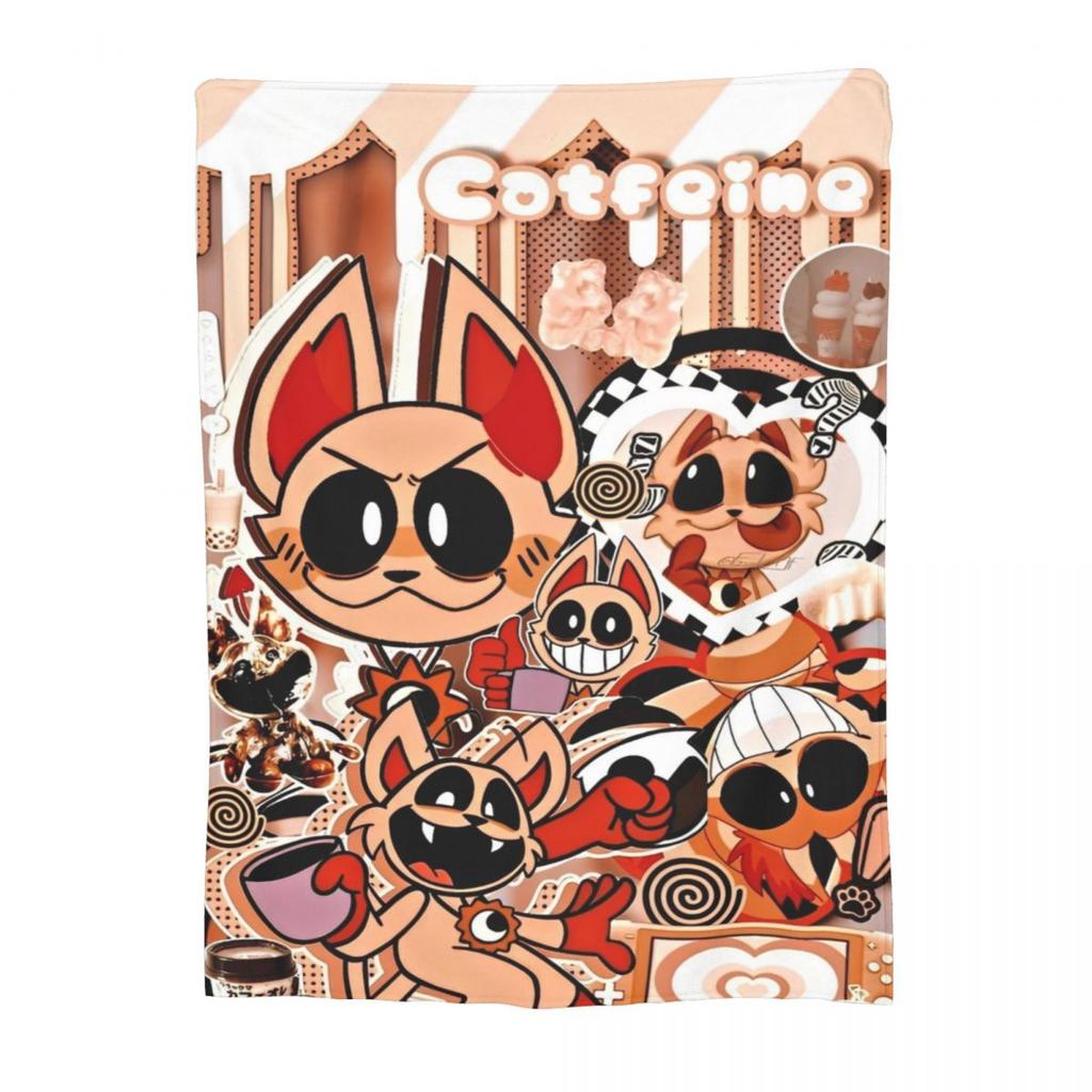 CATNAP DOGDAY Cartoon Smiling Critters Blankets Coral Fleece Plush Print Lightweight Throw Blankets for Bedding Plush Thin Quilt