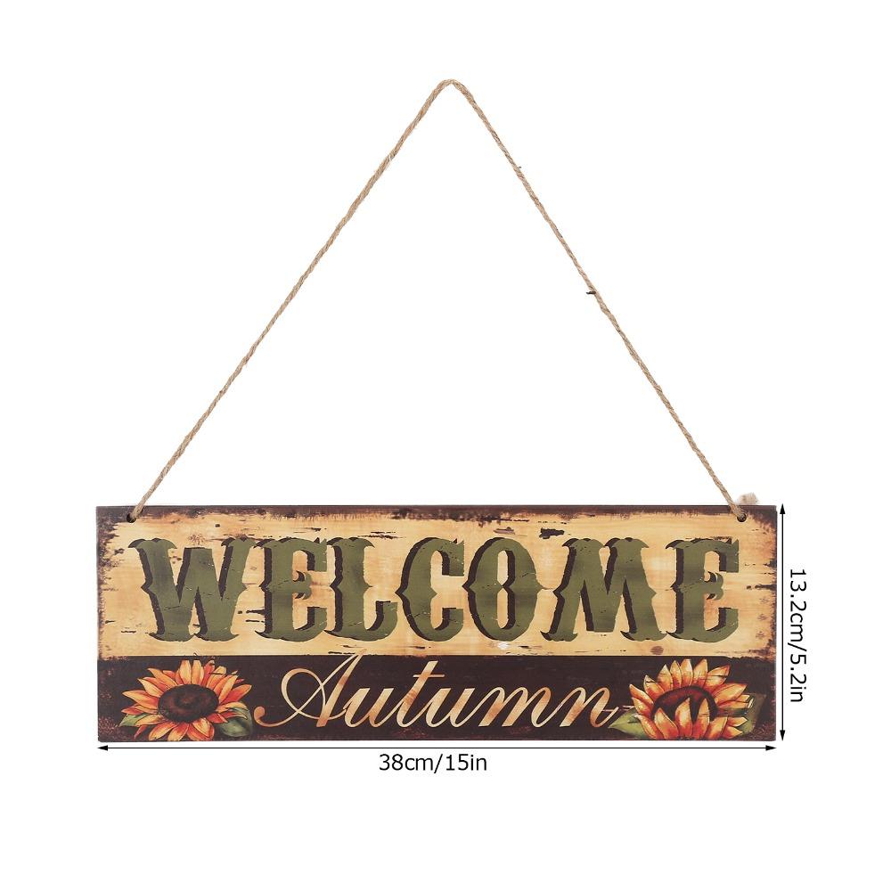 Lightweight Wooden Hanging Sign Pumpkin Sunflower Pattern Door Decor Home Decoration