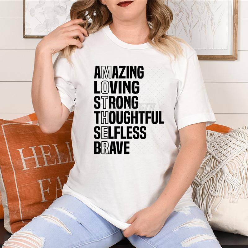 Mother Inspirational Quote Graphic T Shirts Gift for Mom Short Sleeve Tee Mom Life Tee Shirt Letter Print Mother’s Day T-shirts