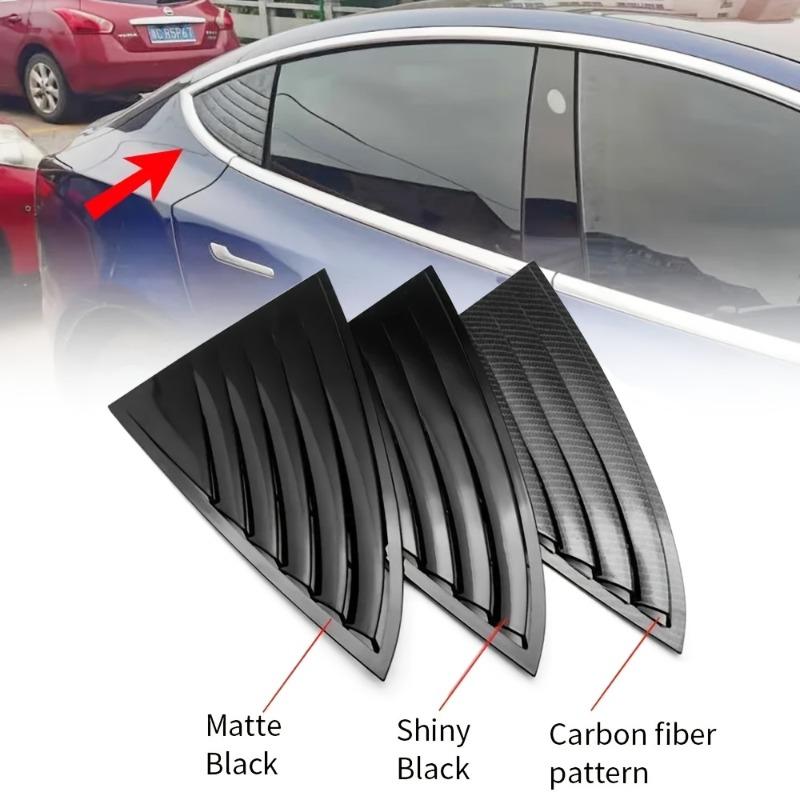 For Tesla Model 3 Rear Side Window Louver Trim Cover 2019 Model ABS Black Carbon Fiber Pattern Triangular Window Vent Sporty Exterior Modification