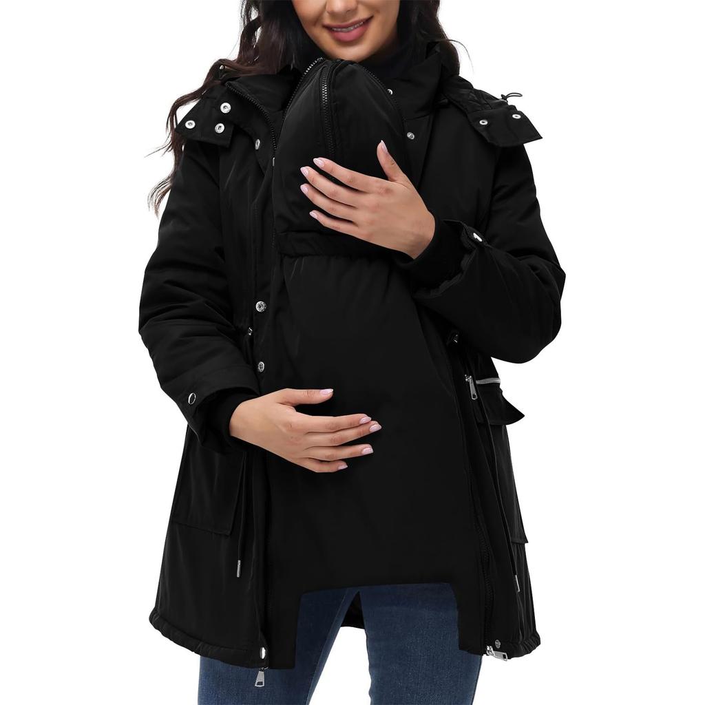 Wintermantel Verdickt Damen Reißverschluss Hoodie mit Tasche