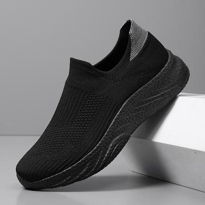 Spring Breathable Men's Shoes Deodorant Black Mesh Shoes Fly-woven Mesh Sports Running Shoes Casual Soft-soled Shoes