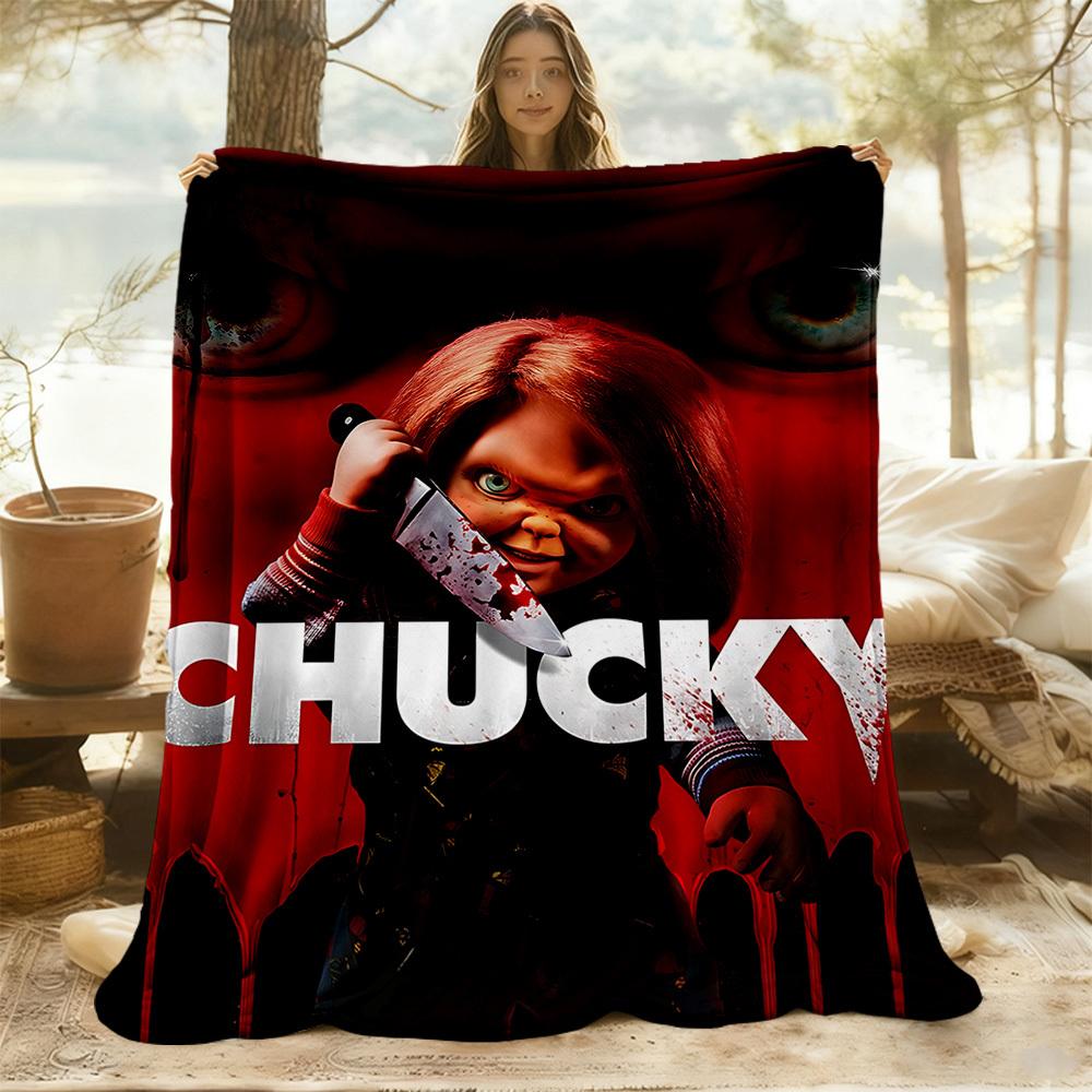 1pc Chucky Outdoor Blanket Lightweight Flannel, Soft & Warm, All Season Use for Sofa, Outdoor, Camping, Living Room, Office, Chair