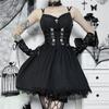 QOOLY Cosplay Idol Gothic Schwarz Mini Sexy Gothic Lolita Niedlich Lolita Lolita Prinzessin Punk Party Live-Performance Größe S Einteiler Kostüm, Kleid,