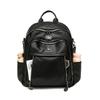 PU Convertible Backpack with Dual Front Vertical Zippers Casual Daypack for Women Daily Travel