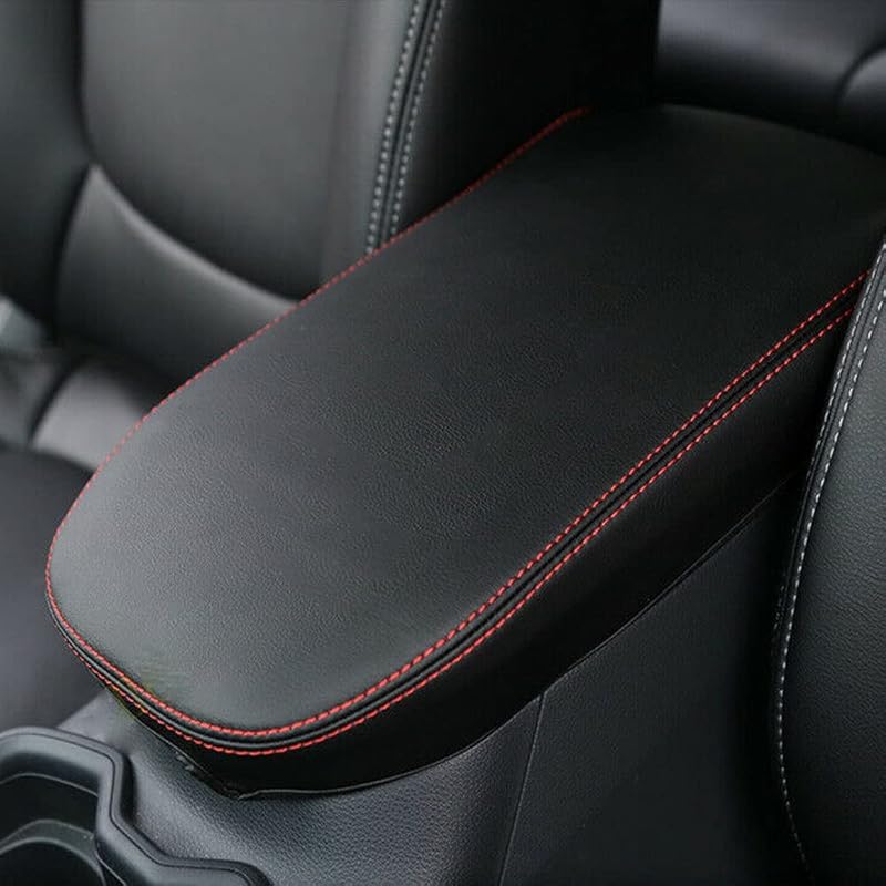 INTGET Center Console Armrest Cover for 2025 Toyota RAV4 Accessories 2024 2023 2022 2021 2020 2019 Leather Middle Console Lid Cover Pad Protector